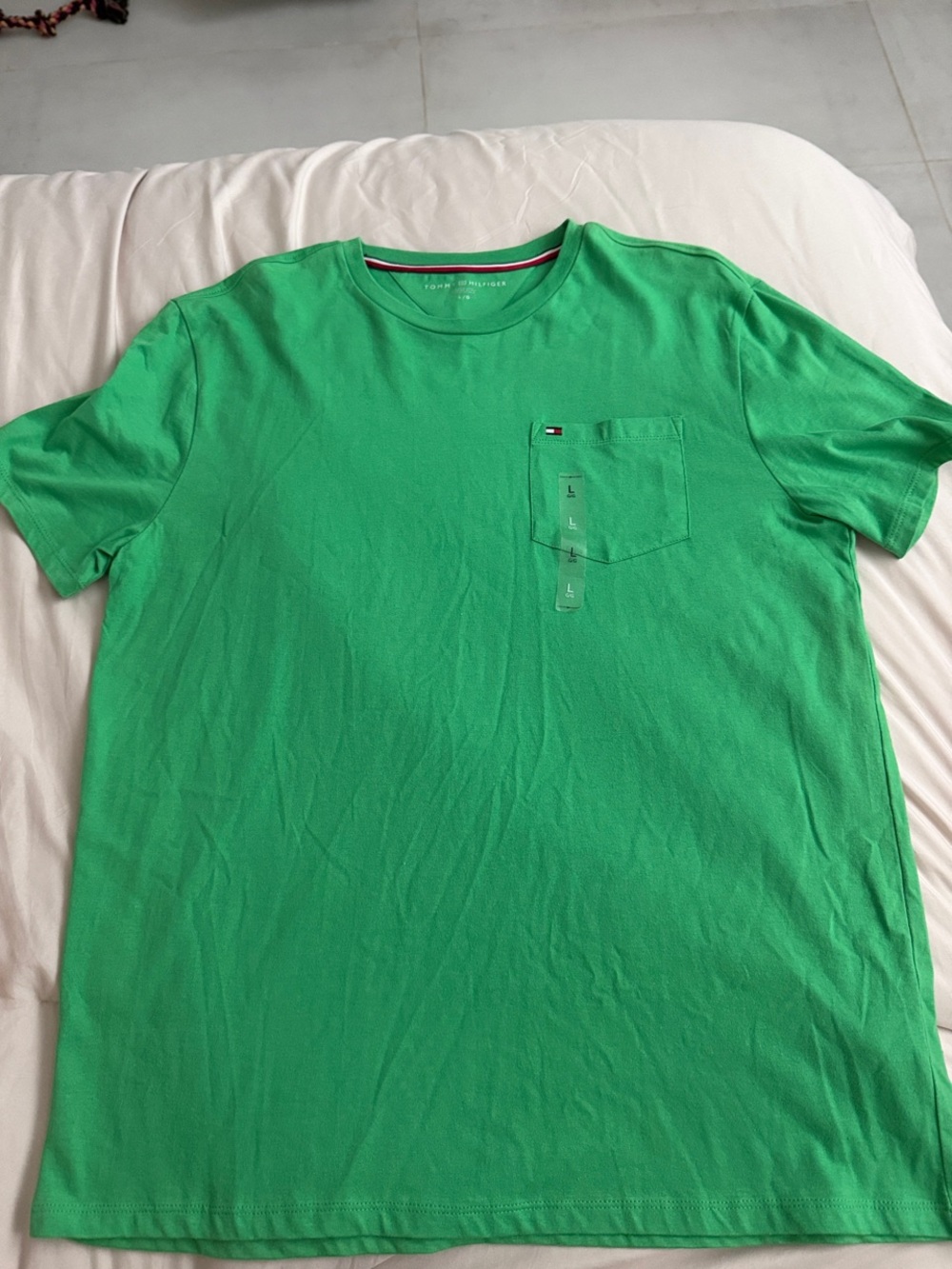 Tommy Hilfiger Men’s Bright Green Crew Neck Pocket Tee